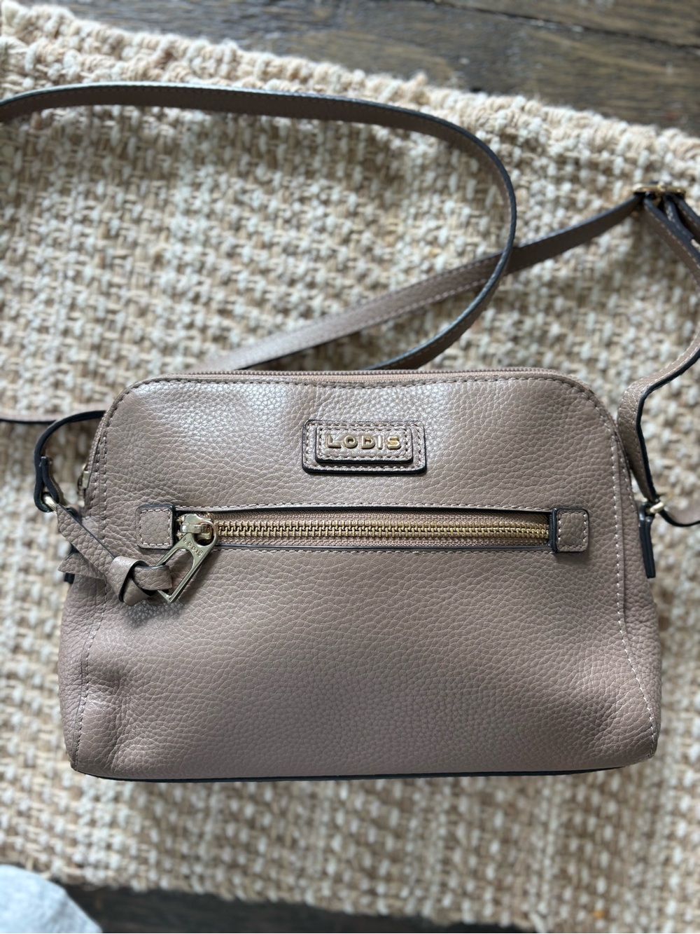 Lodis Charlotte Camera  Style Taupe Tan Leather  Shoulder Crossbody